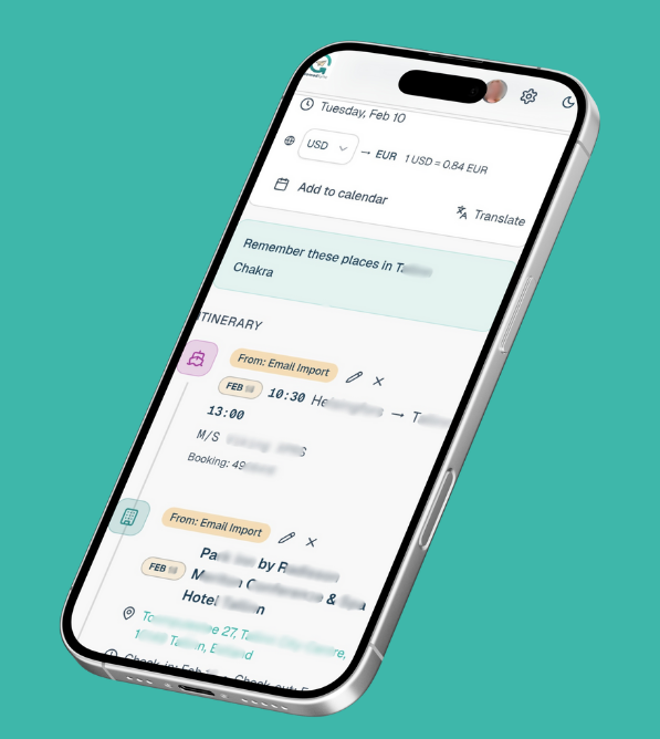 Your itinerary in one chronological view